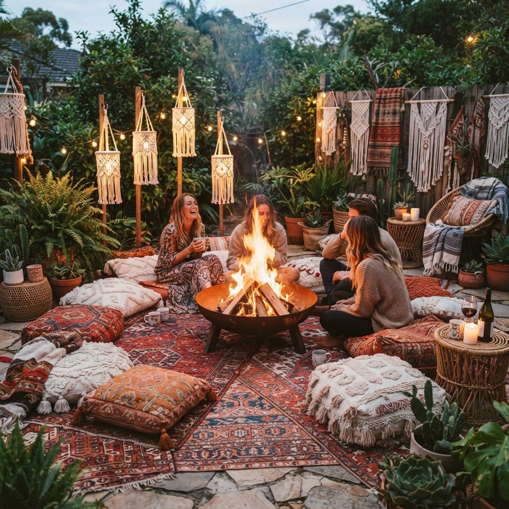 30 Backyard Fire Pit Ideas to Transform Your Outdoor Space 10 Boho Style Backyard Fire Pit Ideas