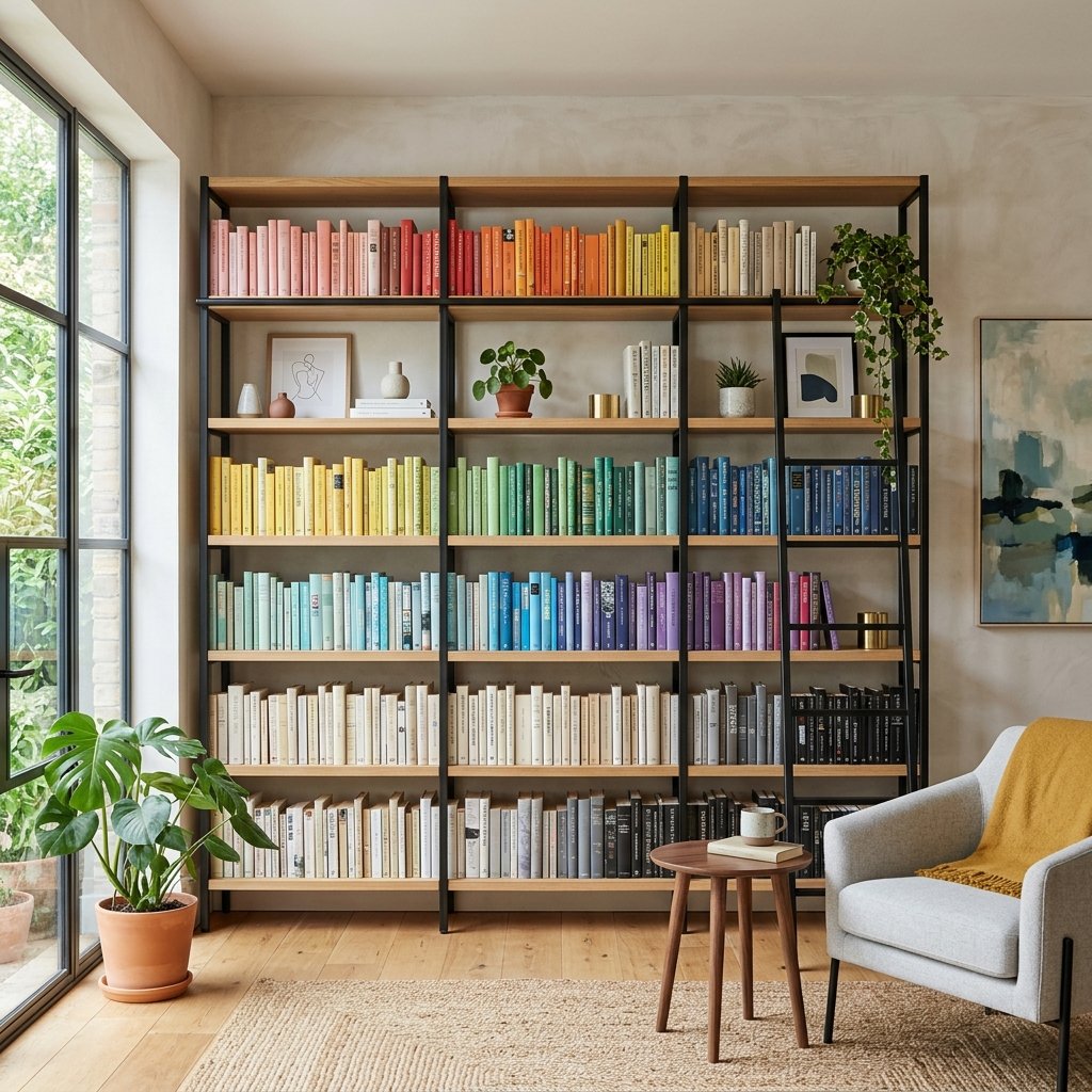 30 Bookshelf Ideas to Transform Any Room 13 Color Coded Bookshelf Ideas