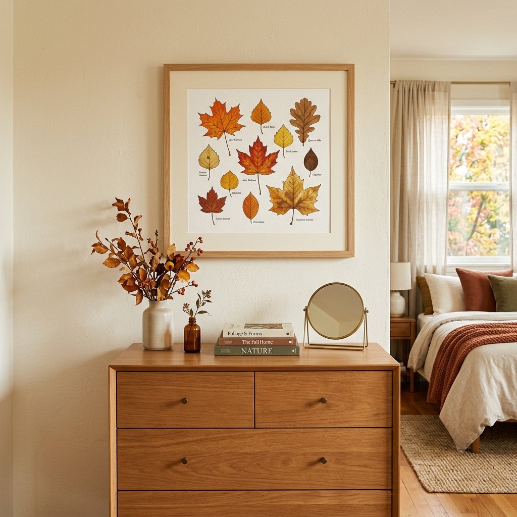 30 Fall Bedroom Ideas That Bring Cozy Autumn Vibes Into Your Space 22 Botanical Fall Leaf Print Ideas