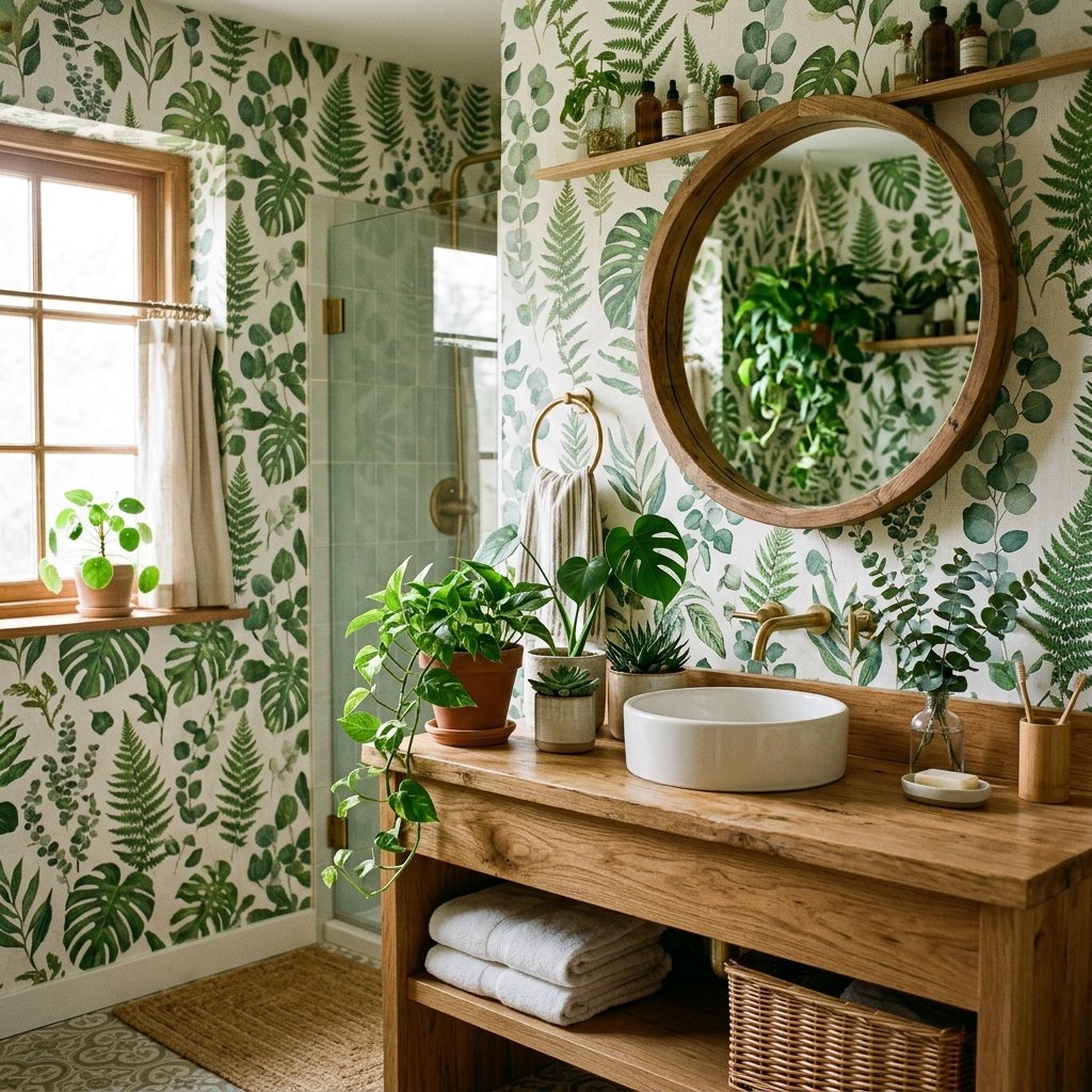 30 Green Bathroom Ideas That Bring Calm and Character to Any Space 27 Botanical Green Bathroom Ideas