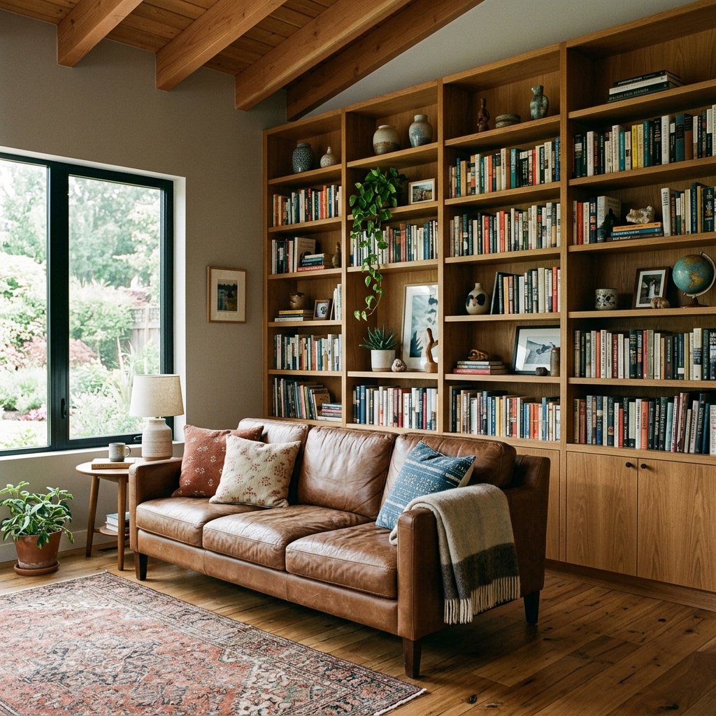 30 Brown Couch Living Room Ideas to Warm Up Your Space 22 Brown Couch with Built In Shelving Ideas