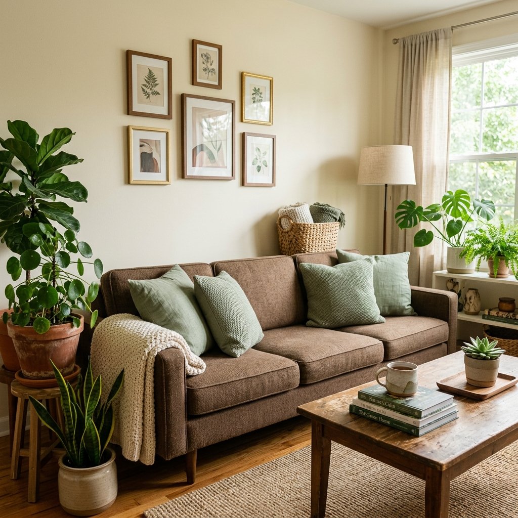 30 Brown Couch Living Room Ideas to Warm Up Your Space 12 Brown Couch with Green Accent Ideas