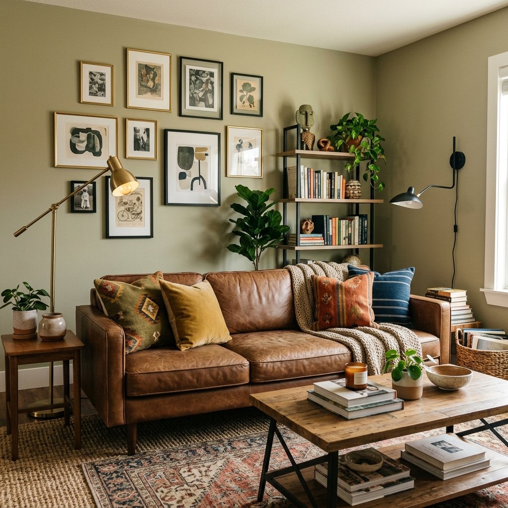 30 Brown Couch Living Room Ideas to Warm Up Your Space 31 Brown Couch with Mixed Metal Accents Ideas