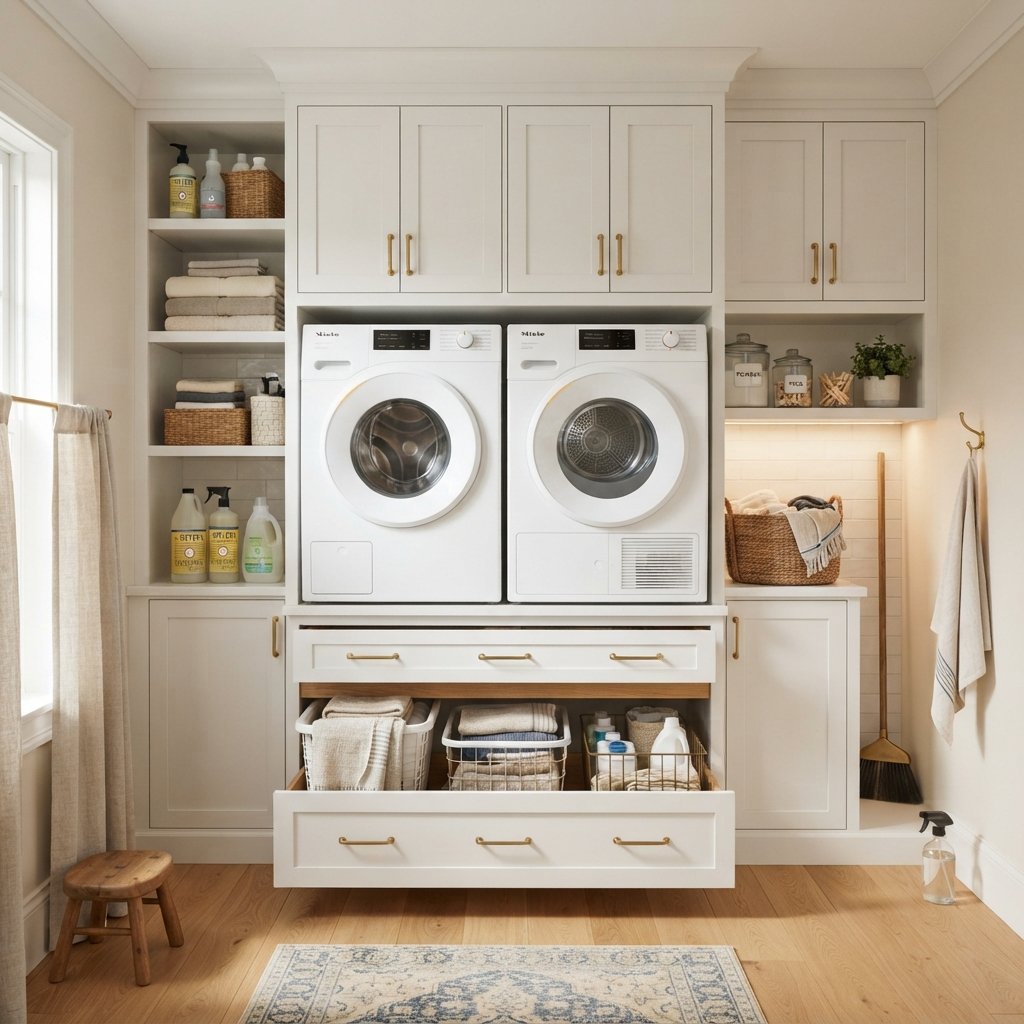 30 Tiny Laundry Room Ideas: That Prove Small Spaces Can Shine 17 Built In Cabinetry Tiny Laundry Room Ideas