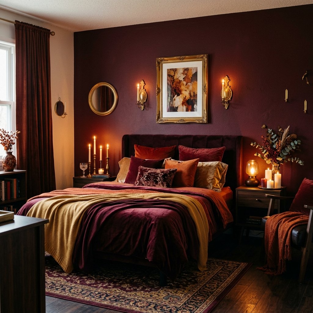 30 Gorgeous Fall Themed Bedroom Ideas: That Feel Cozy and Effortless 5 Deep Burgundy Bedroom Ideas