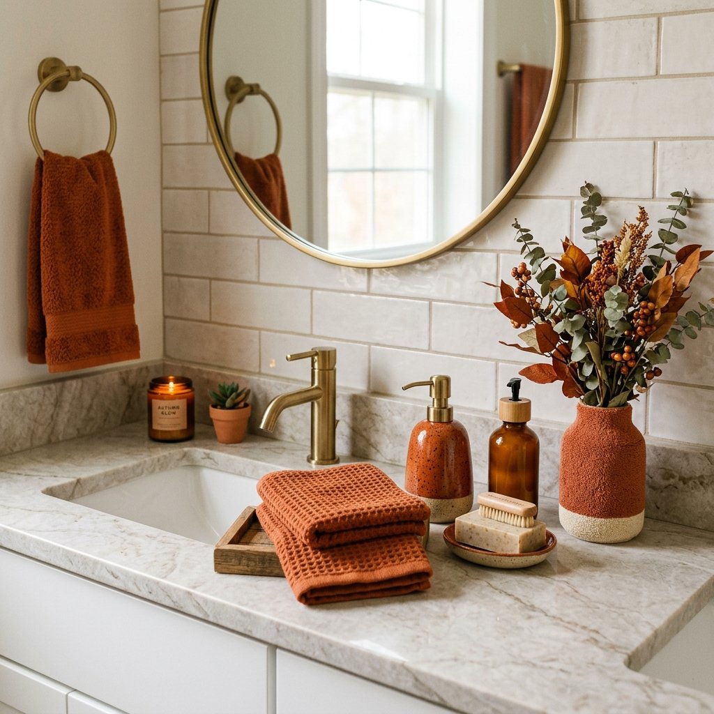 30 Fall Bathroom Decor Ideas: Cozy, Creative & Pinterest Worthy 12 Burnt Orange Accent Ideas