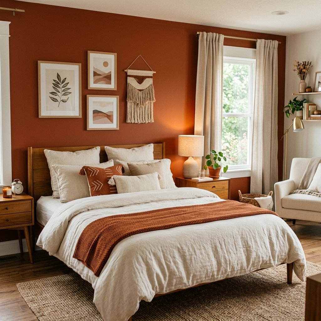 30 Gorgeous Fall Themed Bedroom Ideas: That Feel Cozy and Effortless 2 Burnt Orange Bedroom Ideas