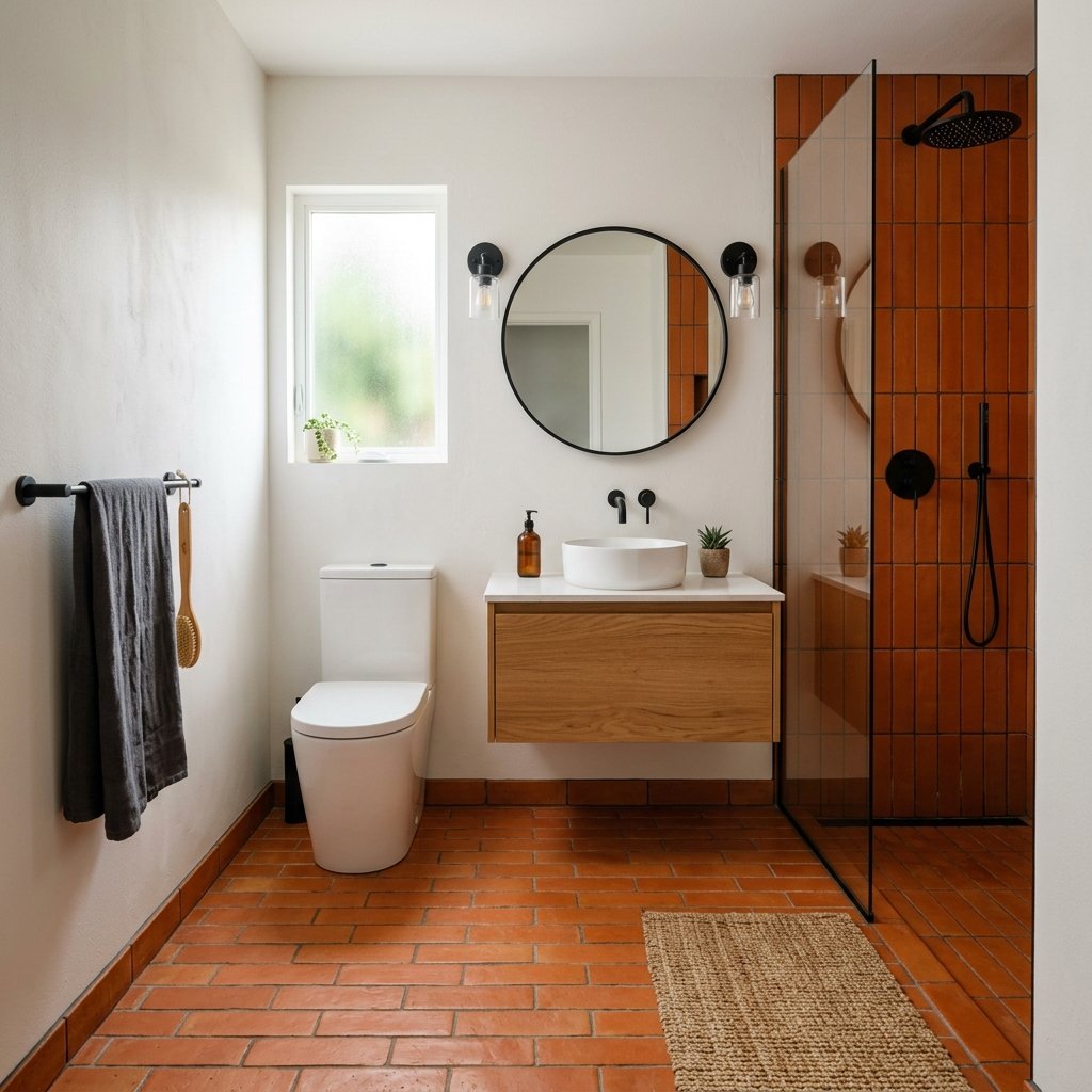 Fall Bathroom Bloxburg Ideas: 30 Cozy Autumn Inspiration Picks 8 Burnt Orange Tile Ideas