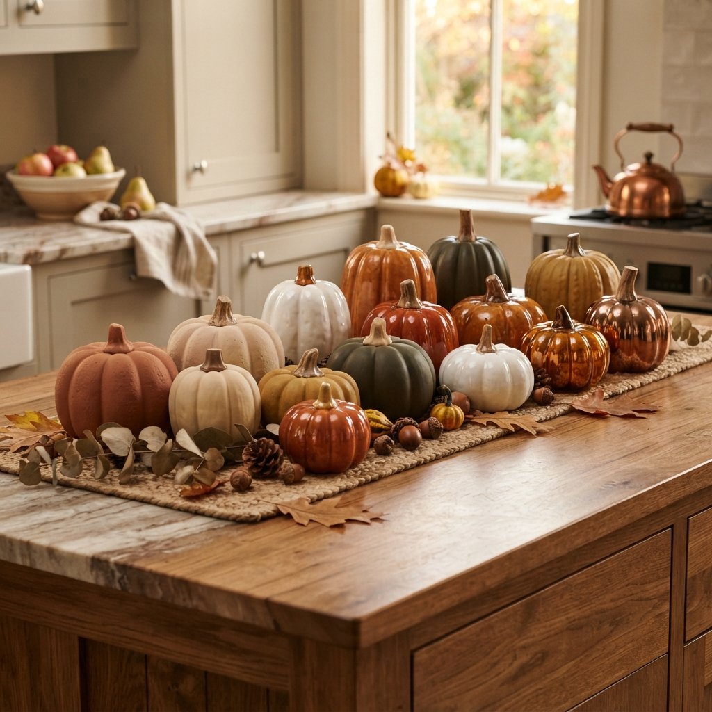 30 Fall Kitchen Island Decor Ideas: To Warm Up Your Home This Season 16 Ceramic Pumpkin Ideas