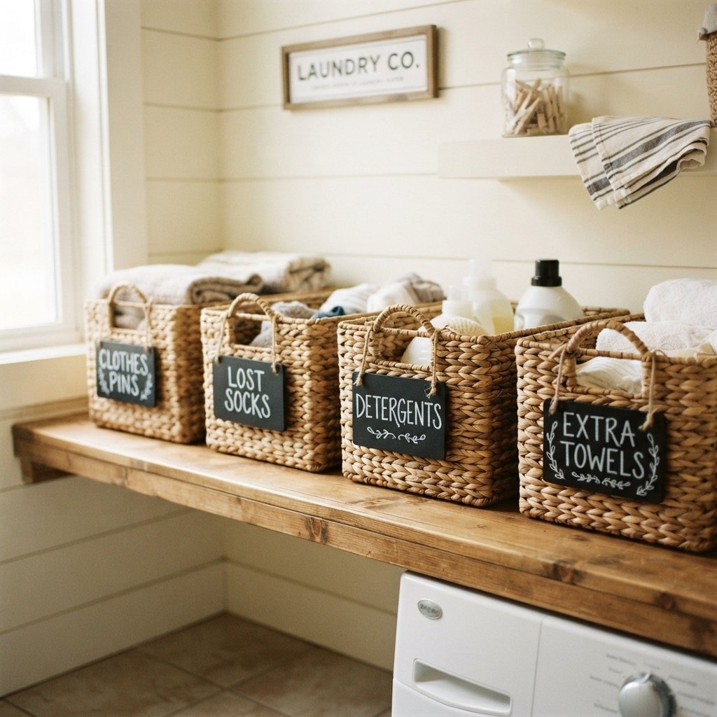 30 Tiny Laundry Room Ideas: That Prove Small Spaces Can Shine 26 Chalkboard Label Tiny Laundry Room Ideas