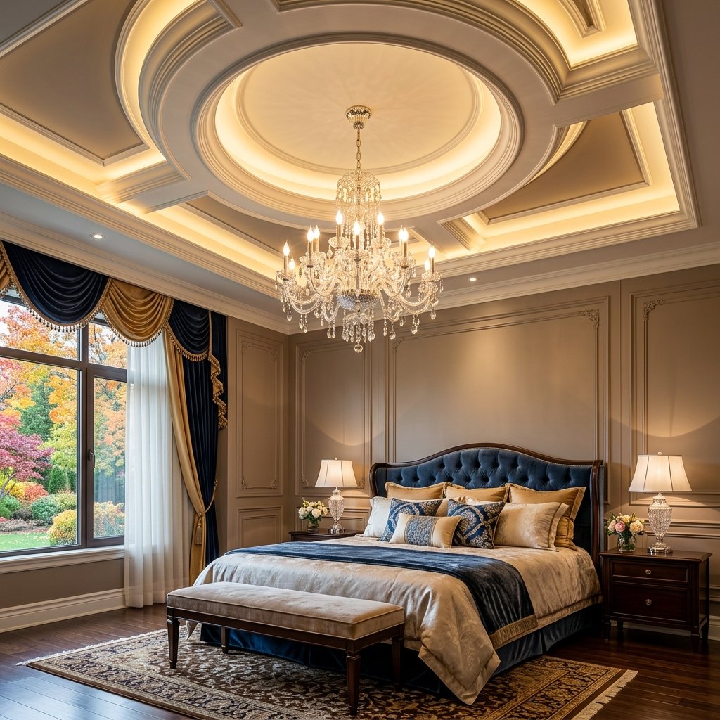 30 Bedroom Fall Ceiling Designs Ideas: for Modern and Cozy Spaces 28 Chandelier Focal Point Ceiling Ideas