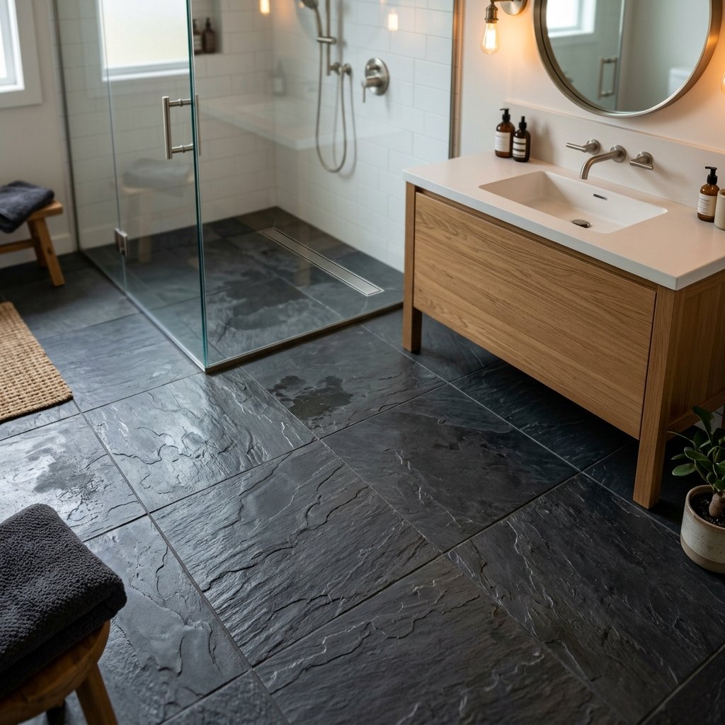 30 Bathroom Flooring Ideas That Bring Fresh Life to Any Space 27 Slate Flooring Ideas