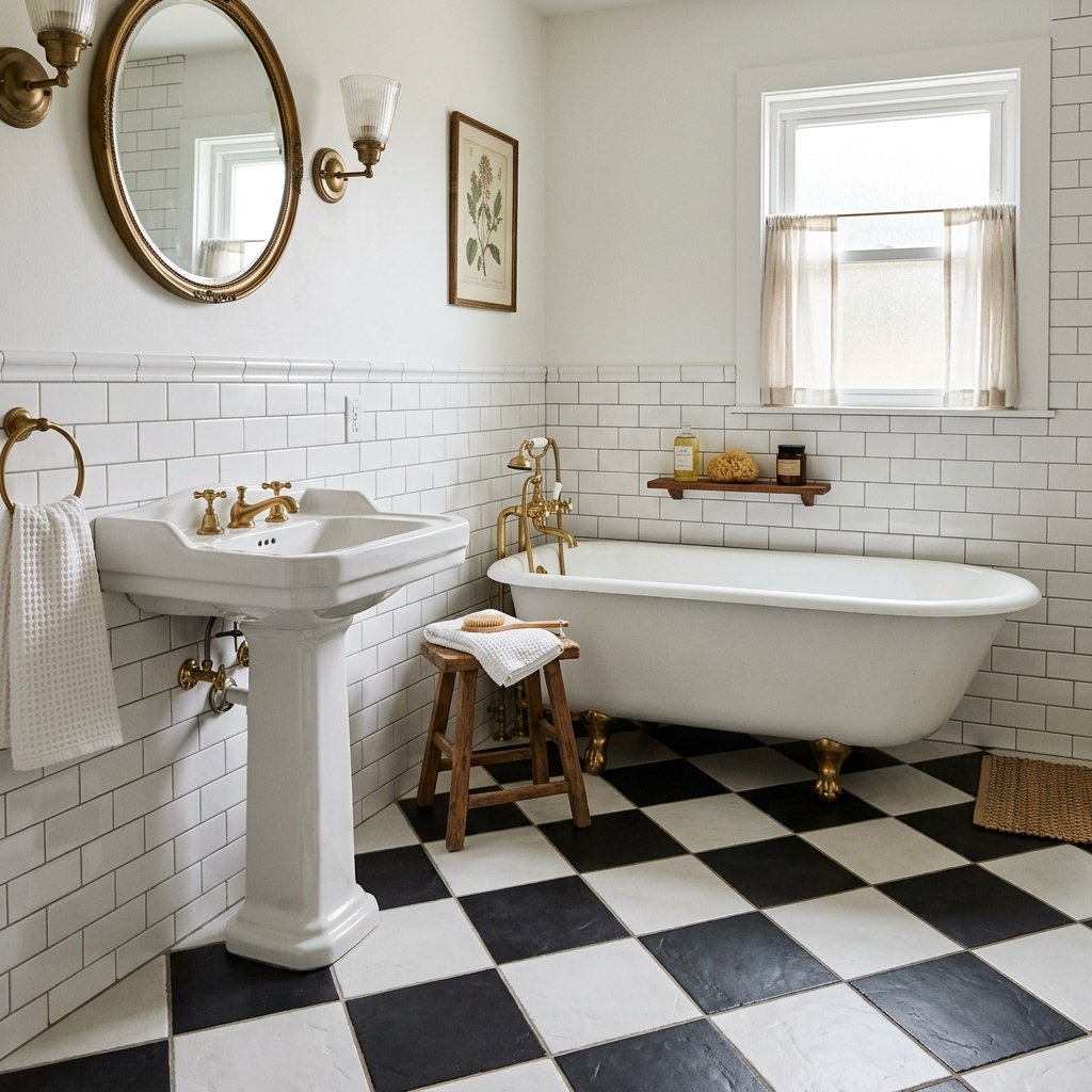 30 Cute Bathroom Ideas to Create a Cozy and Stylish Space 15 Checkerboard Tile Ideas