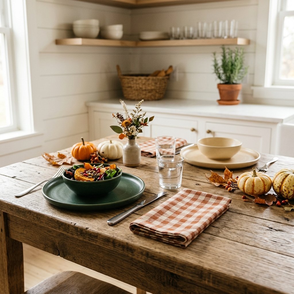 30 Fall Kitchen Table Decor Ideas: You'll Want to Copy 27 Checkered Napkin Styling Ideas
