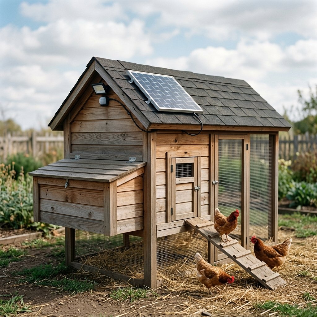 30 Chicken Coop Ideas for Every Backyard and Budget 22 Chicken Coop Idea with Solar Lighting
