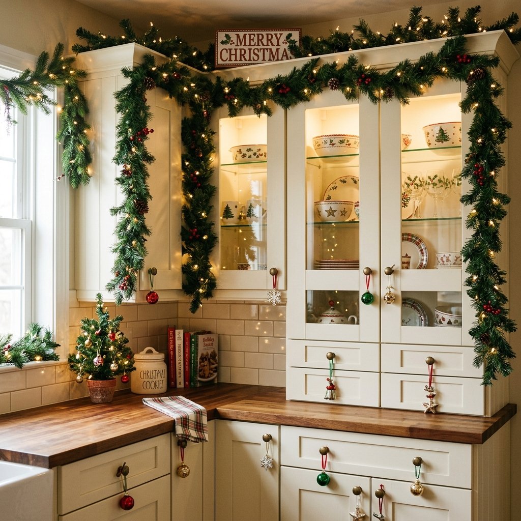 30 Christmas Kitchen Decor Ideas That Feel Warm and Magical 12 Christmas Kitchen Cabinet Decor Ideas