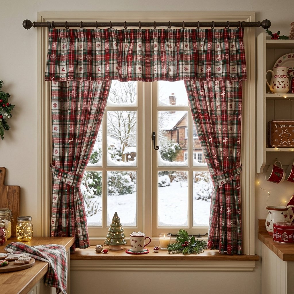 30 Christmas Kitchen Decor Ideas That Feel Warm and Magical 6 Christmas Kitchen Decor Curtain Ideas