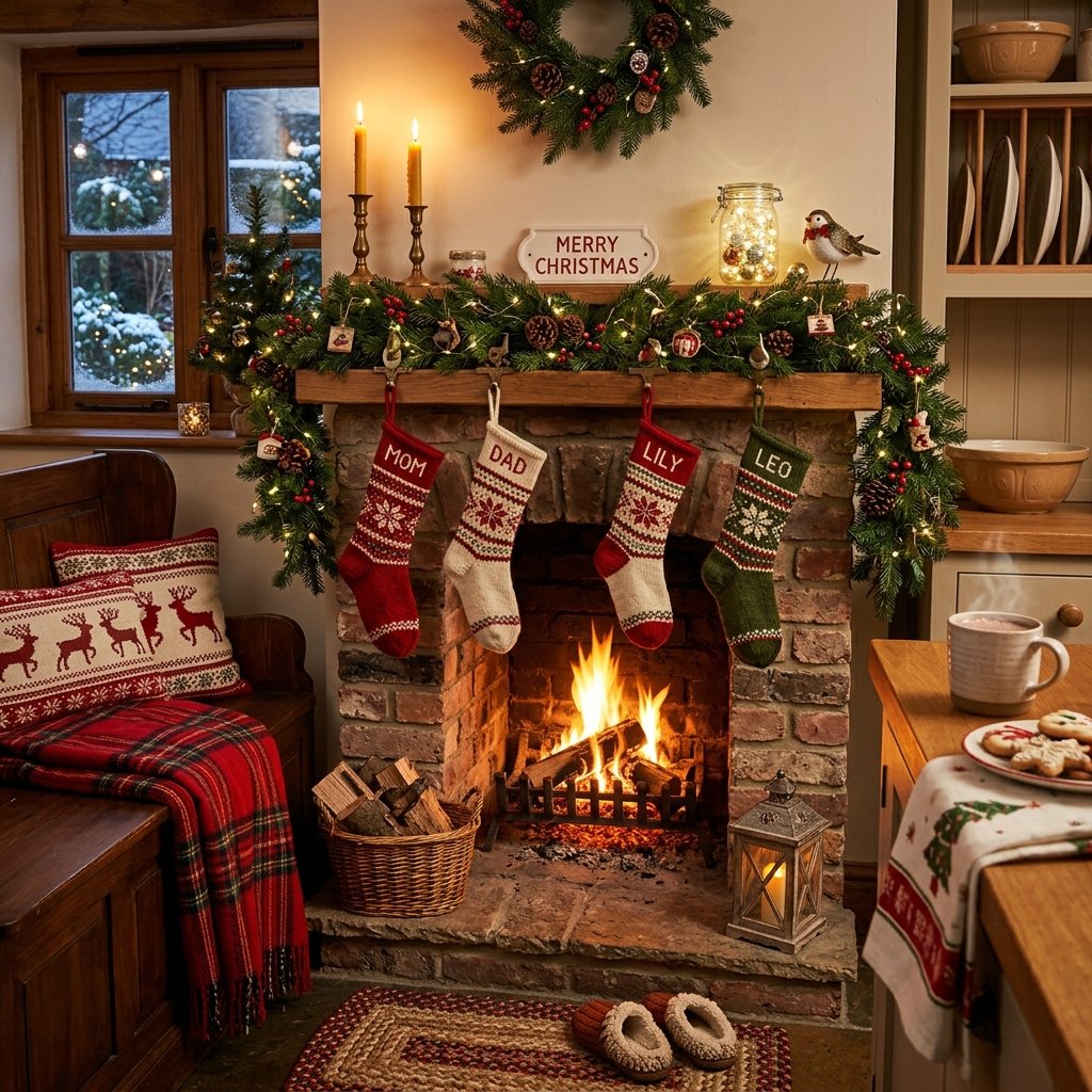 30 Christmas Kitchen Decor Ideas That Feel Warm and Magical 28 Christmas Kitchen Fireplace Nook Decor Ideas