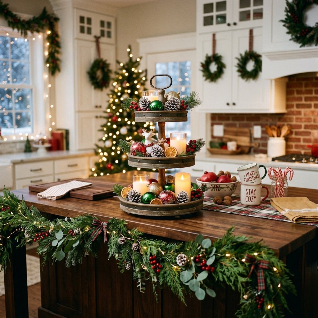 30 Christmas Kitchen Decor Ideas That Feel Warm and Magical 5 Christmas Kitchen Island Decor Ideas