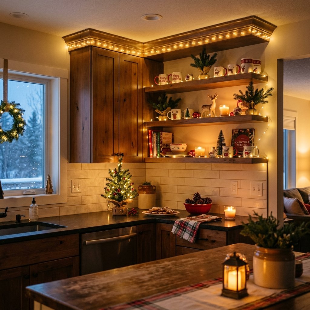 30 Christmas Kitchen Decor Ideas That Feel Warm and Magical 14 Christmas Kitchen Light Decor Ideas