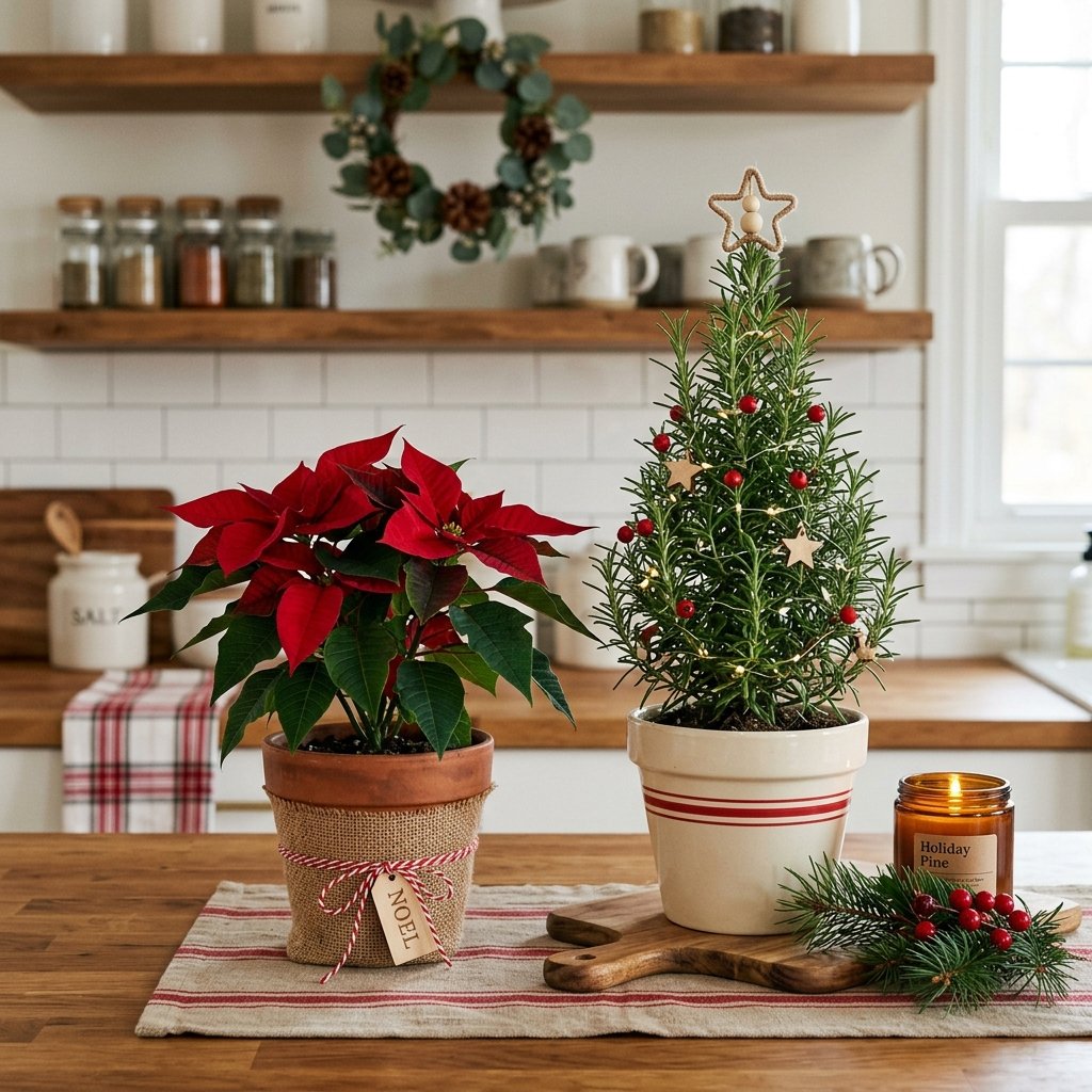 30 Christmas Kitchen Decor Ideas That Feel Warm and Magical 24 Christmas Kitchen Plant Decor Ideas