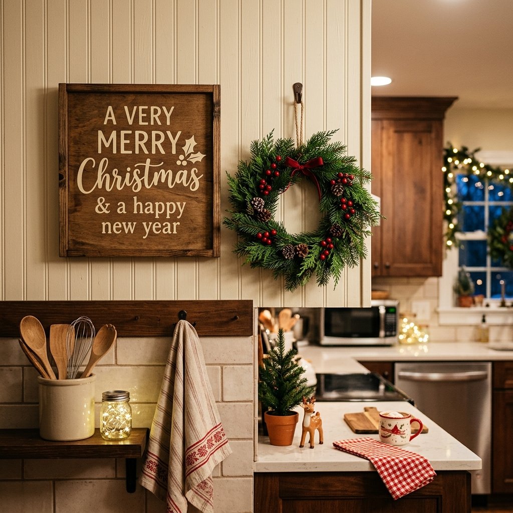 30 Christmas Kitchen Decor Ideas That Feel Warm and Magical 16 Christmas Kitchen Wall Decor Ideas