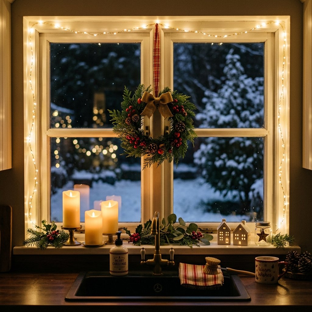 30 Christmas Kitchen Decor Ideas That Feel Warm and Magical 4 Christmas Kitchen Window Decor Ideas