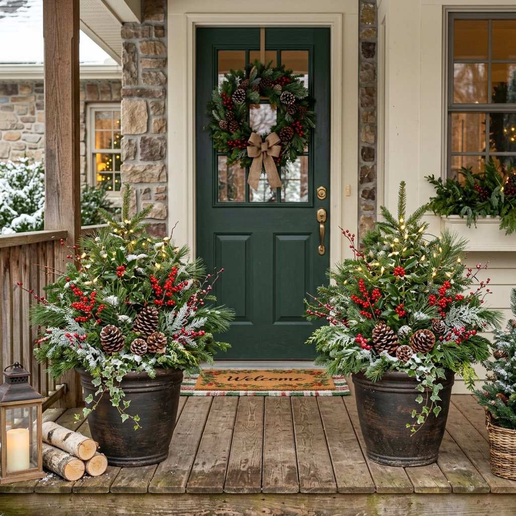 30 Modern Front Porch Christmas Decor Ideas: to Elevate Your Holiday Home 13 Christmas Porch Planter Ideas