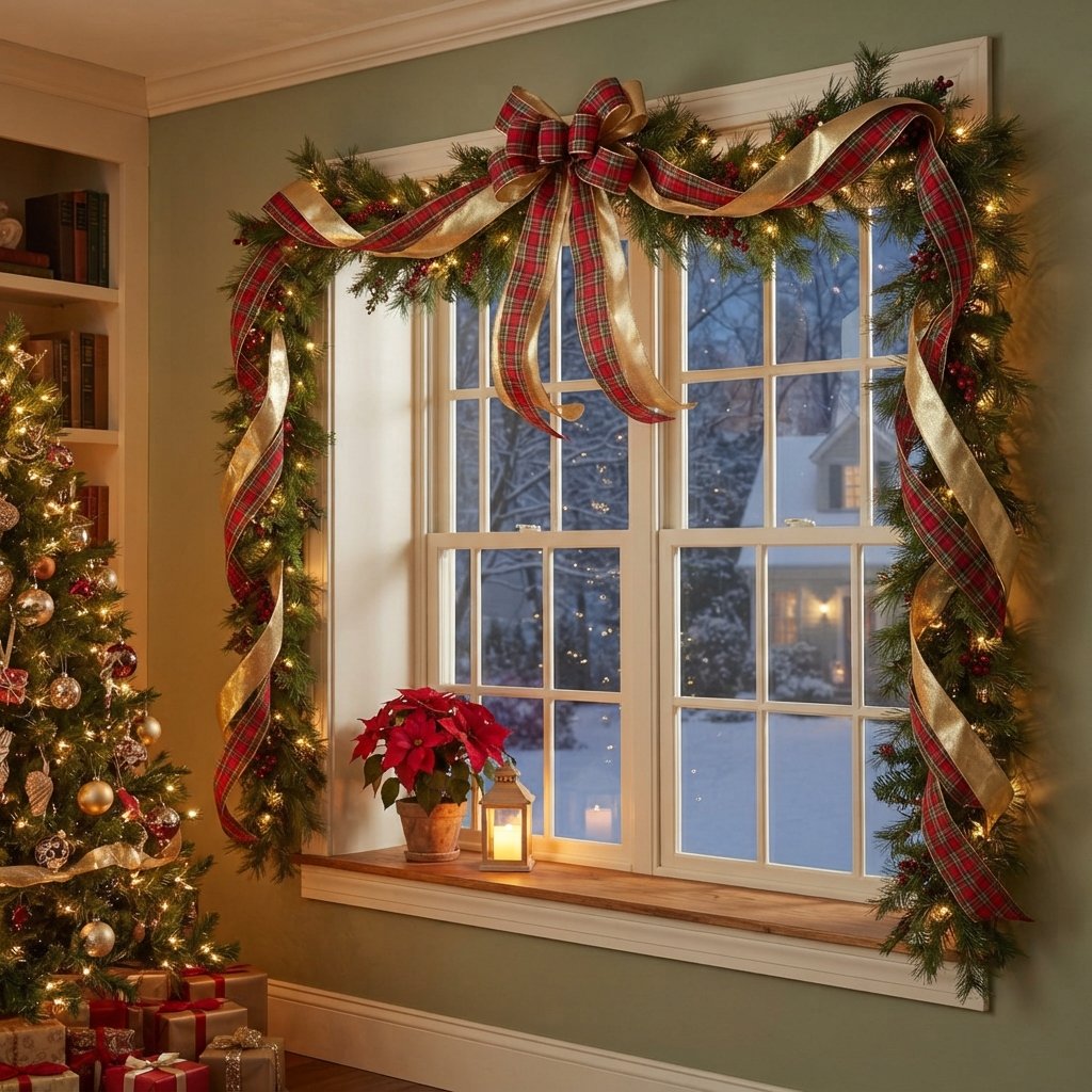 Christmas Ribbon Window Ideas