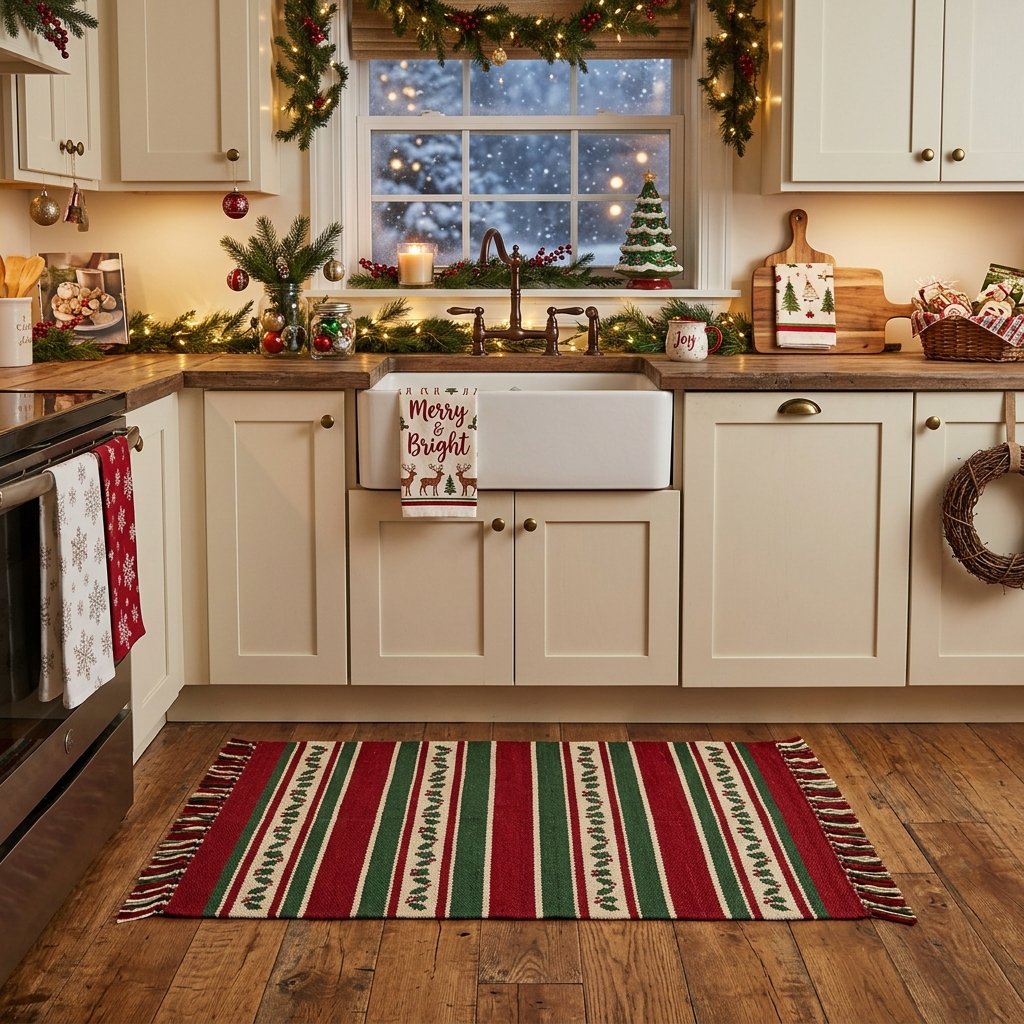 30 Christmas Kitchen Decor Ideas That Feel Warm and Magical 7 Christmas Kitchen Rug Ideas