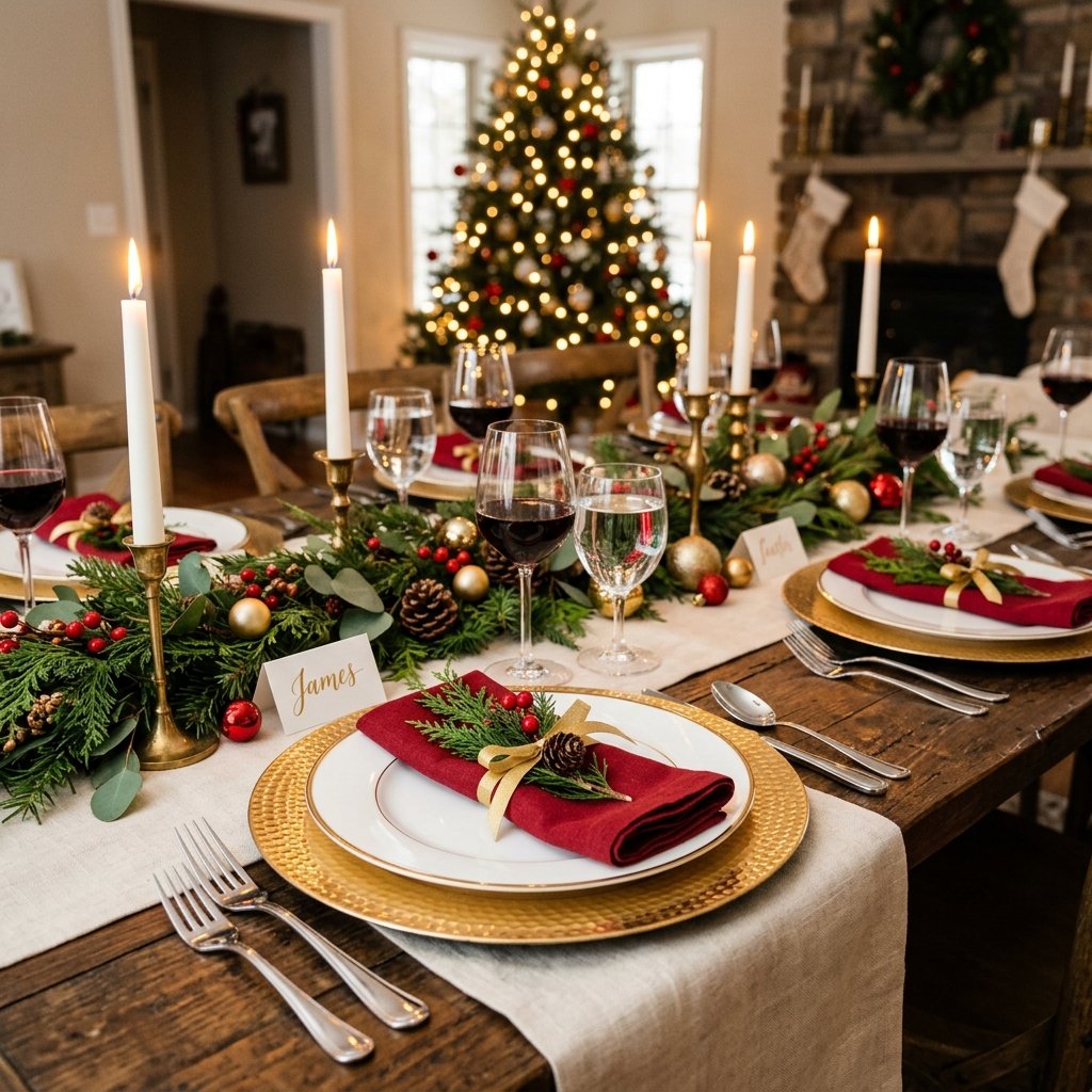 30 Christmas Table Decor Ideas to Make Your Holiday Table Shine 17 Christmas Table Decor with Charger Plates Ideas