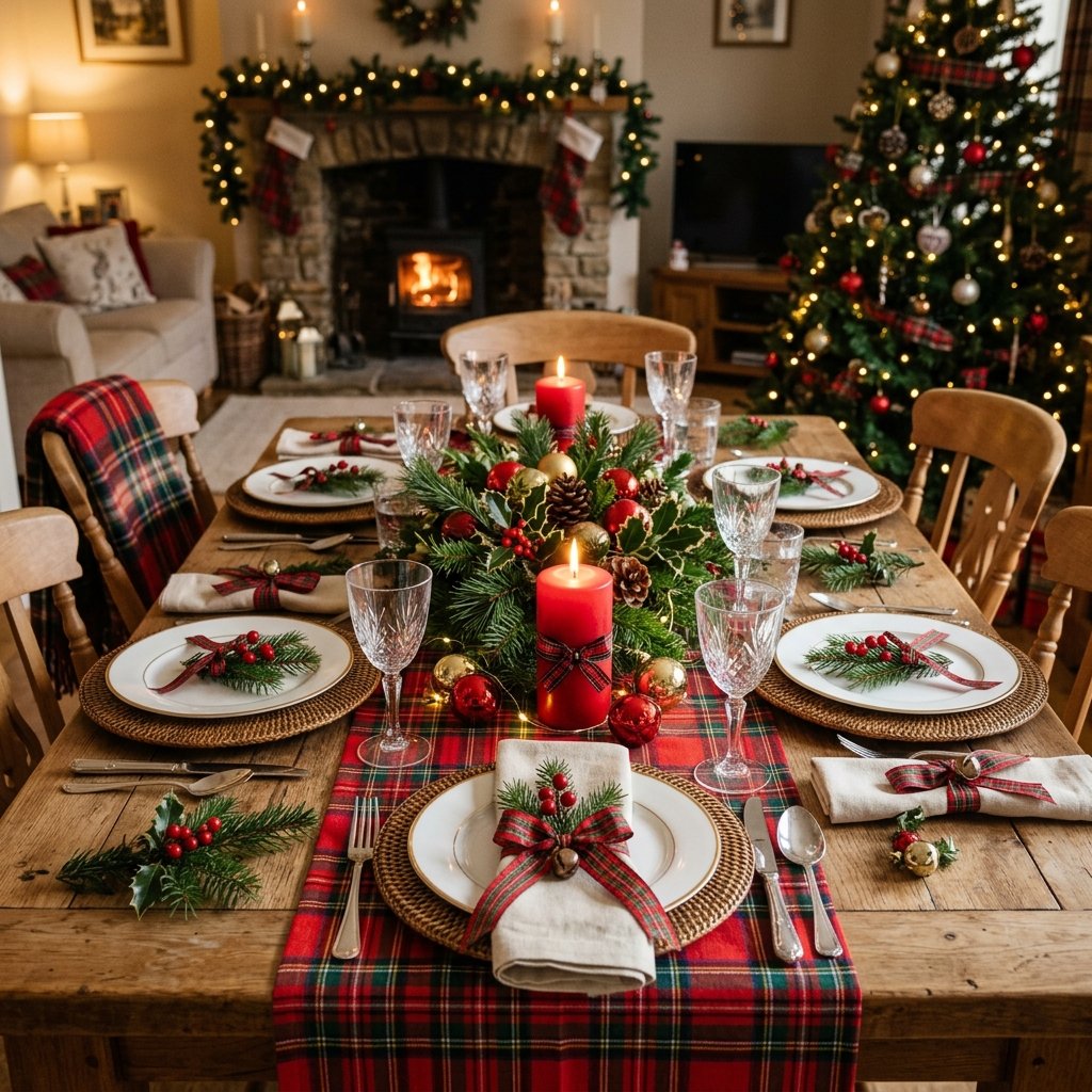 30 Christmas Table Decor Ideas to Make Your Holiday Table Shine 9 Christmas Table Decor Ideas with Plaid Accents