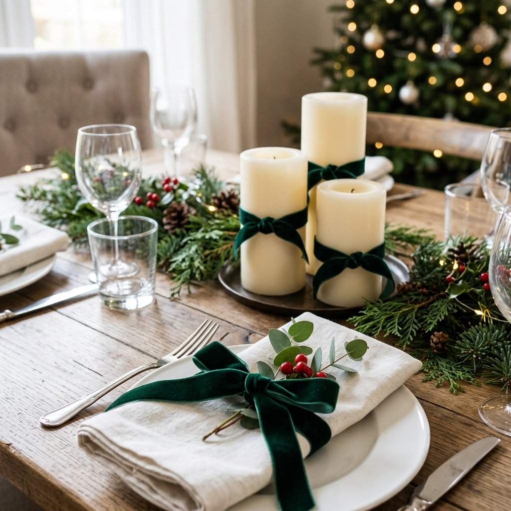 30 Christmas Table Decor Ideas to Make Your Holiday Table Shine 30 Christmas Table Decor Ideas with Ribbon Details