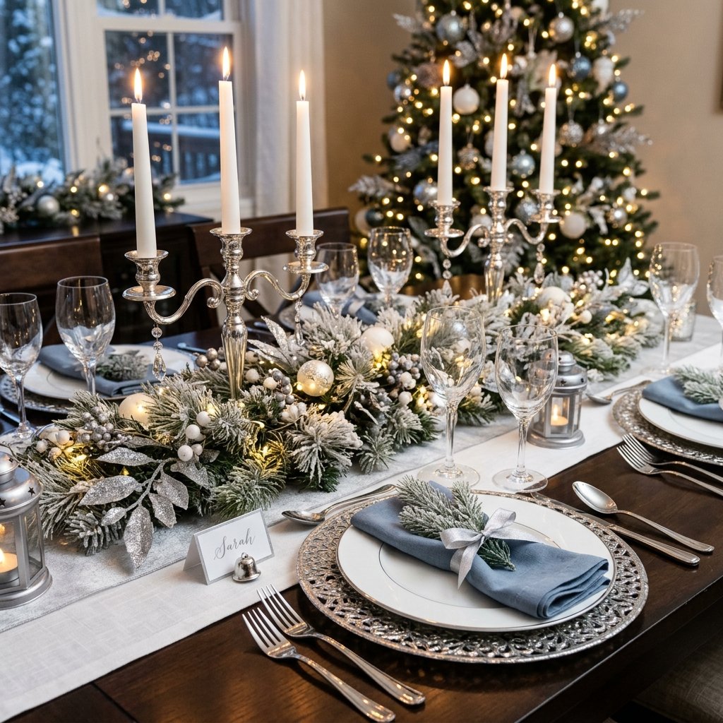 30 Christmas Table Decor Ideas to Make Your Holiday Table Shine 6 Christmas Table Decor Ideas with Silver Accents
