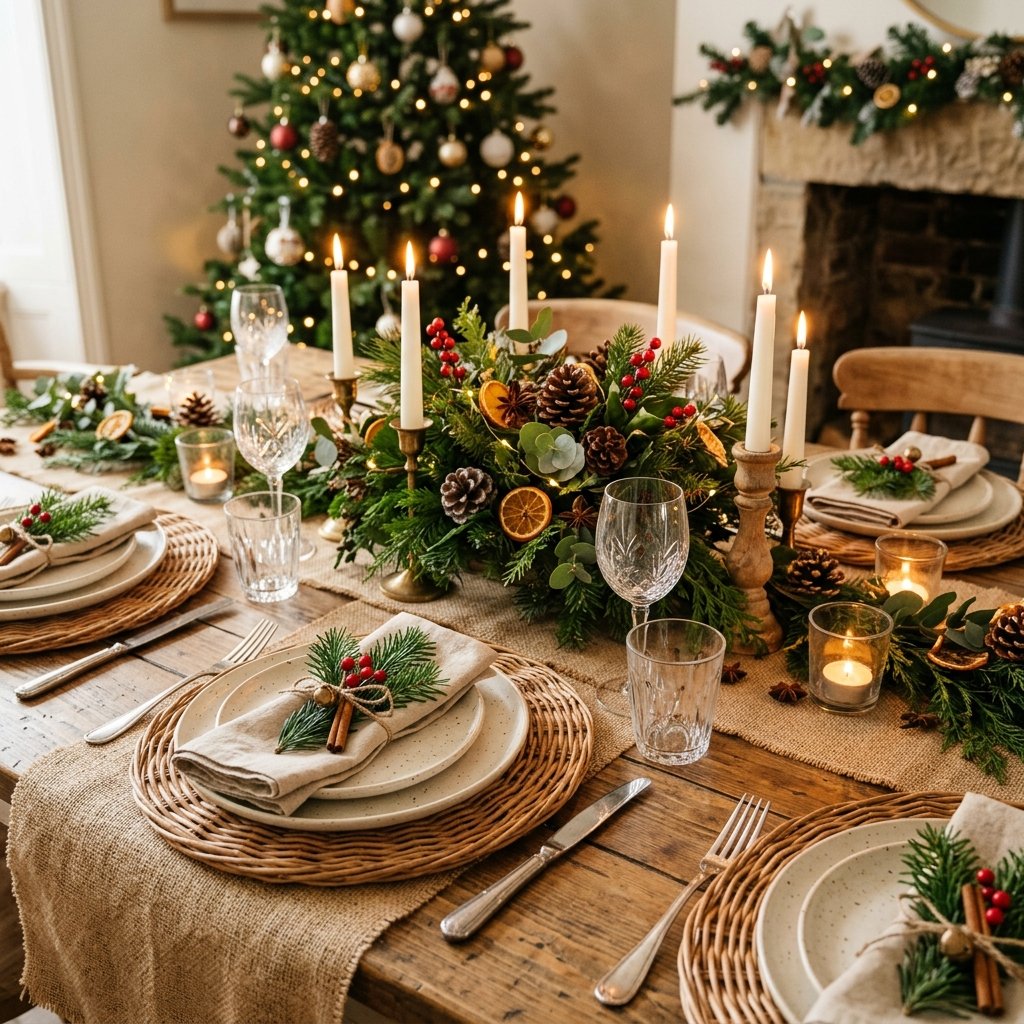 30 Christmas Table Decor Ideas to Make Your Holiday Table Shine 20 Christmas Table Decor Ideas with Woven Textures