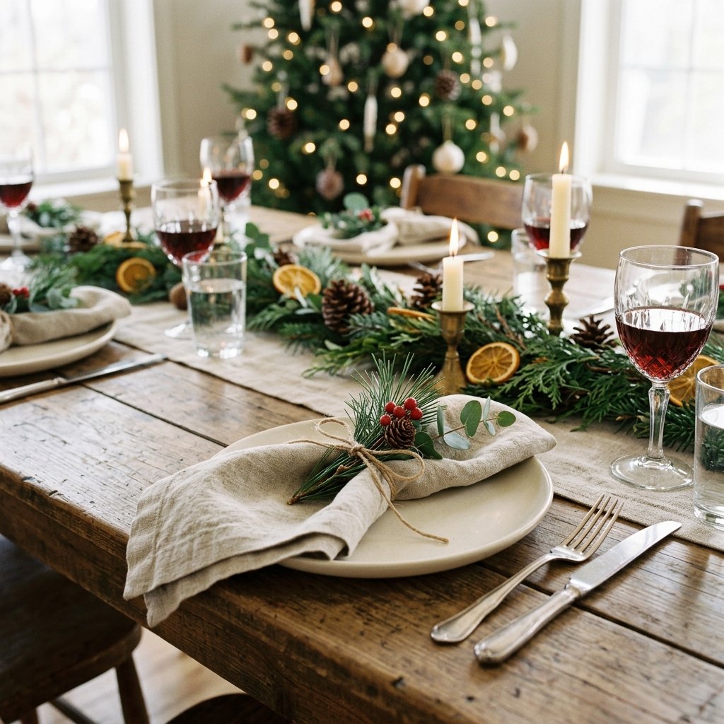 30 Christmas Table Decor Ideas to Make Your Holiday Table Shine 11 Christmas Table Decor Ideas with Linen Napkins