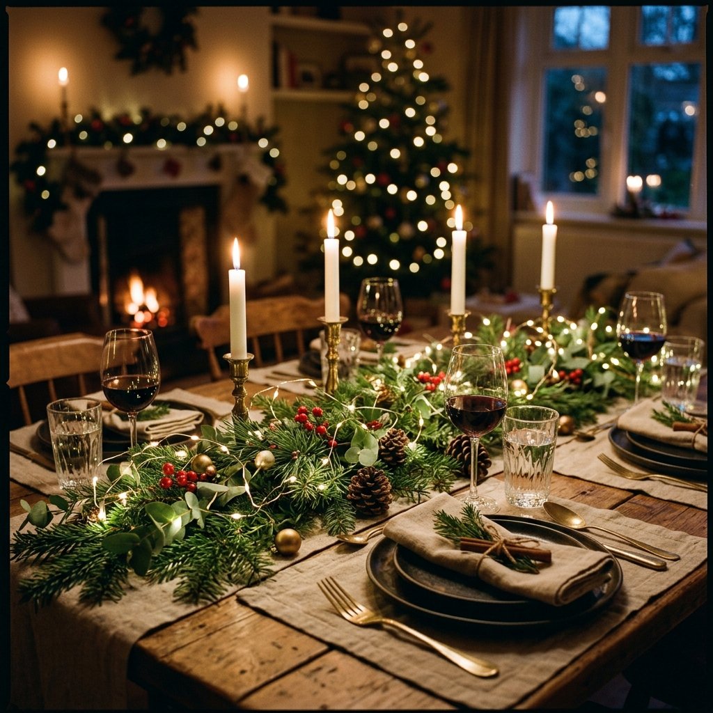30 Christmas Table Decor Ideas to Make Your Holiday Table Shine 26 Christmas Table Decor with String Lights Ideas