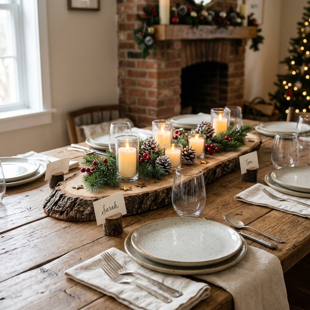 30 Christmas Table Decor Ideas to Make Your Holiday Table Shine 19 Christmas Table Decor with Rustic Wood Accents Ideas