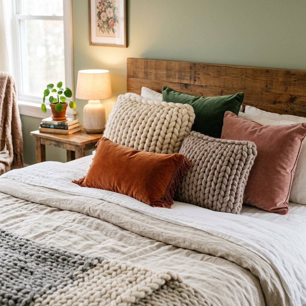 30 Fall Bedroom Aesthetic Ideas: That Feel Warm,Cozy & Effortless 16 Chunky Knit Pillow Ideas