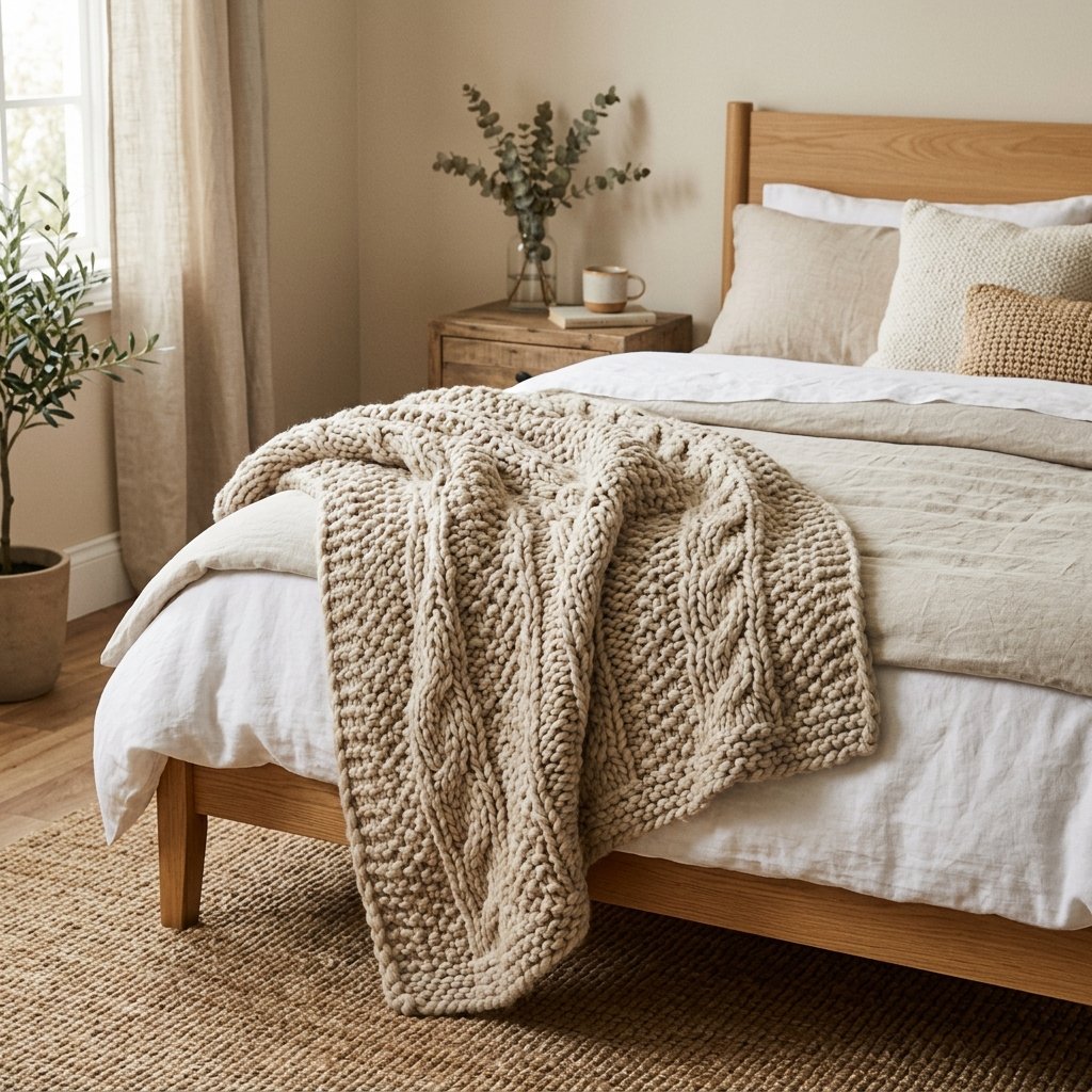 30 Aesthetic Fall Bedroom Ideas for a Cozy Autumn Vibe 22 Knit Throw Blanket Ideas