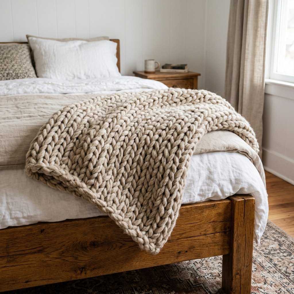 30 Fall Bedroom Ideas That Bring Cozy Autumn Vibes Into Your Space 4 Chunky Knit Throw Blanket Ideas