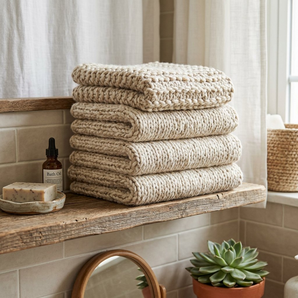 30 Fall Bathroom Aesthetic Ideas to Create a Dreamy Cozy Space 14 Chunky Knit Towel Ideas