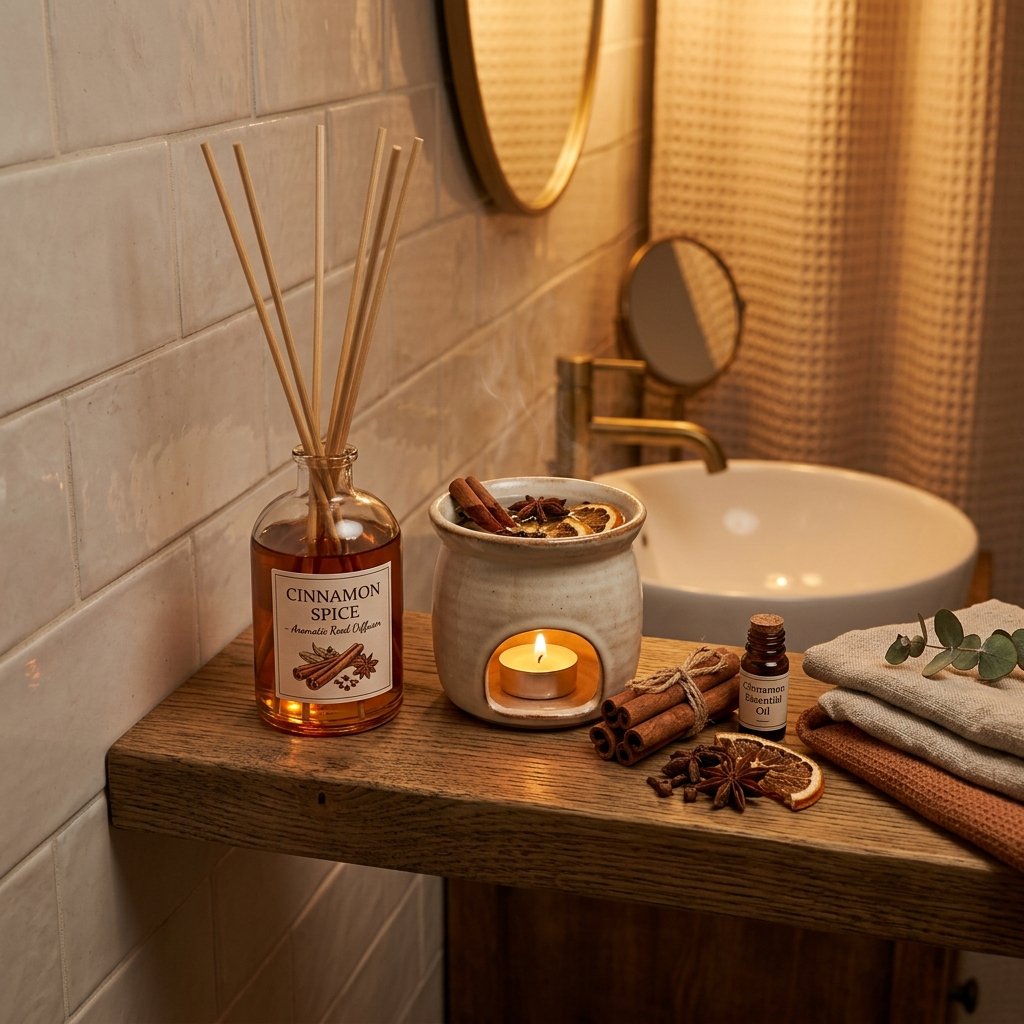 30 Fall Themed Bathroom Ideas: A Complete Guide to Cozy Autumn Style 11 Cinnamon Spice Bathroom Scents