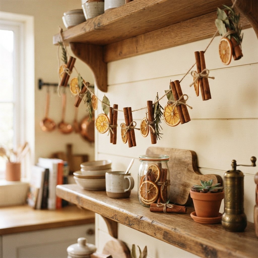 30 Fall Kitchen Ideas: To Warm Up Your Space This Season 8 Cinnamon Stick Garland Fall Kitchen