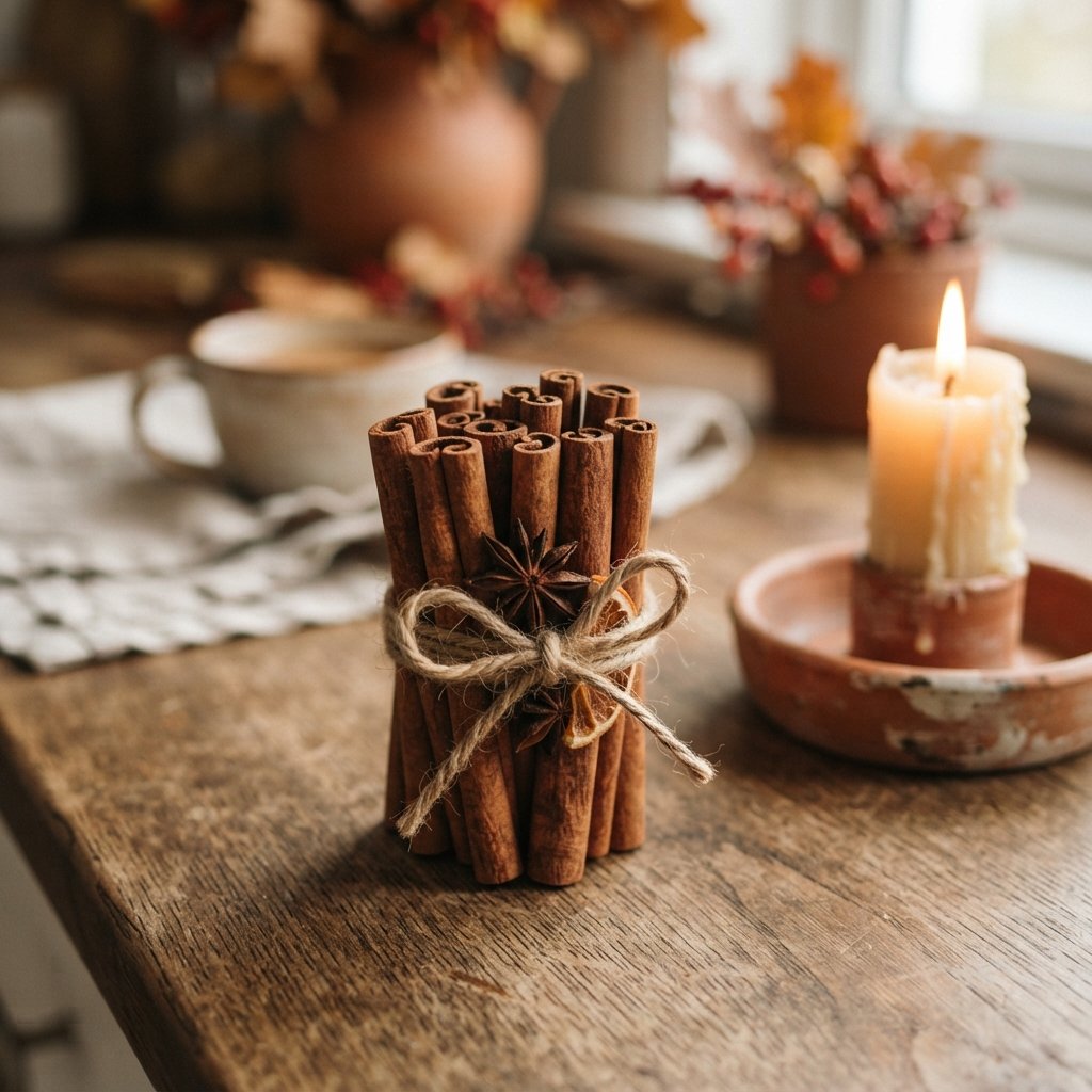 30 Fall Kitchen Island Decor Ideas: To Warm Up Your Home This Season 9 Cinnamon Stick Bundle Fall Kitchen Island Decor