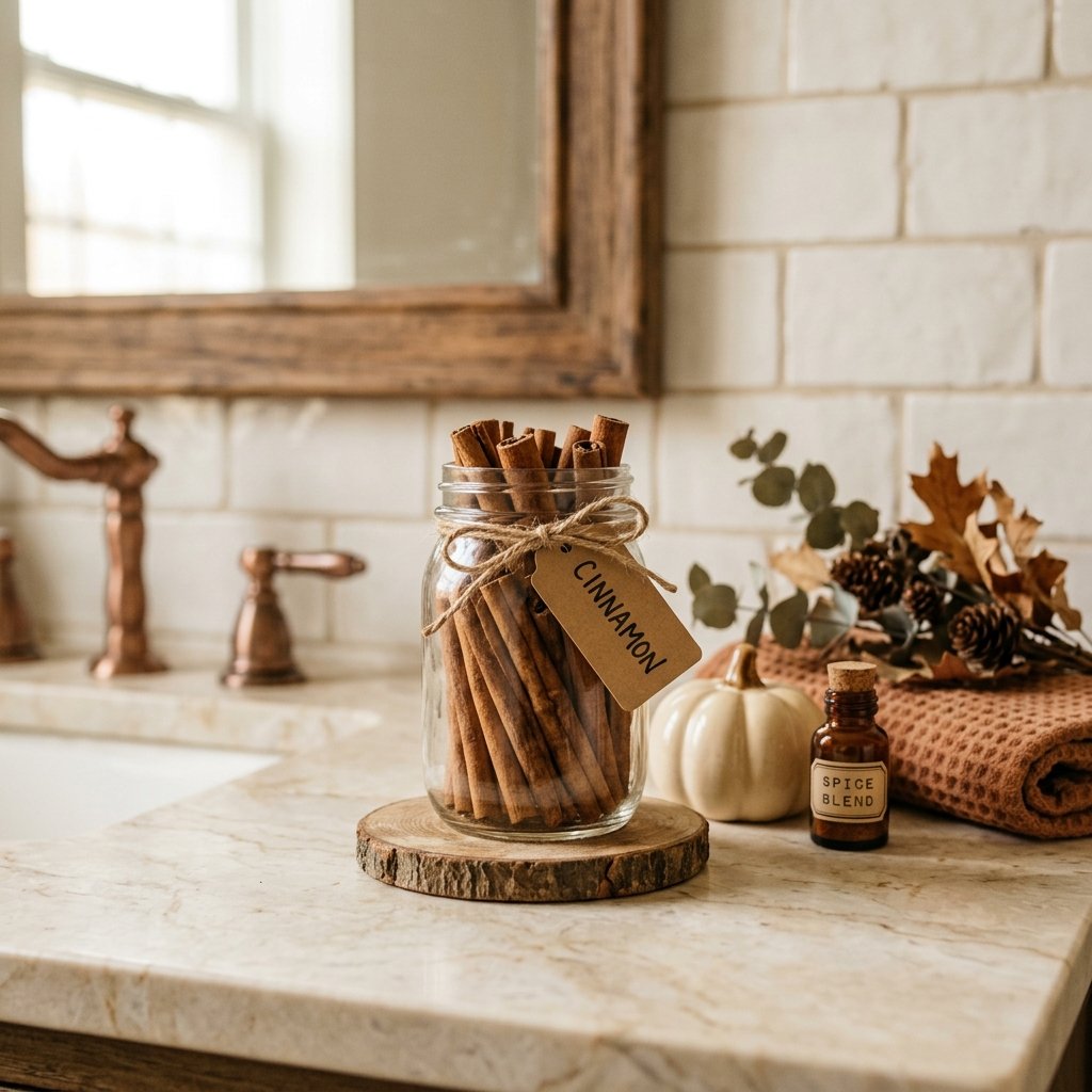 30 Fall Bathroom Decor Ideas Small Bathroom, Big Fall Vibes 12 Cinnamon Stick Display Ideas
