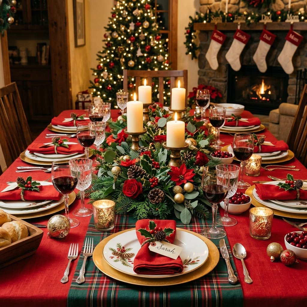 30 Christmas Table Decor Ideas to Make Your Holiday Table Shine 7 Christmas Table Decor with Red and Green Ideas