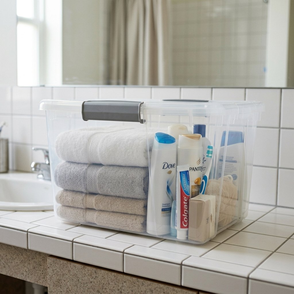 30 Dorm Bathroom Ideas to Make Shared Spaces Feel Like Home 4 Dorm Bathroom Storage Bin Ideas