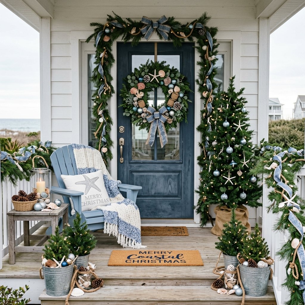 30 Modern Front Porch Christmas Decor Ideas: to Elevate Your Holiday Home 30 Coastal Christmas Porch Ideas