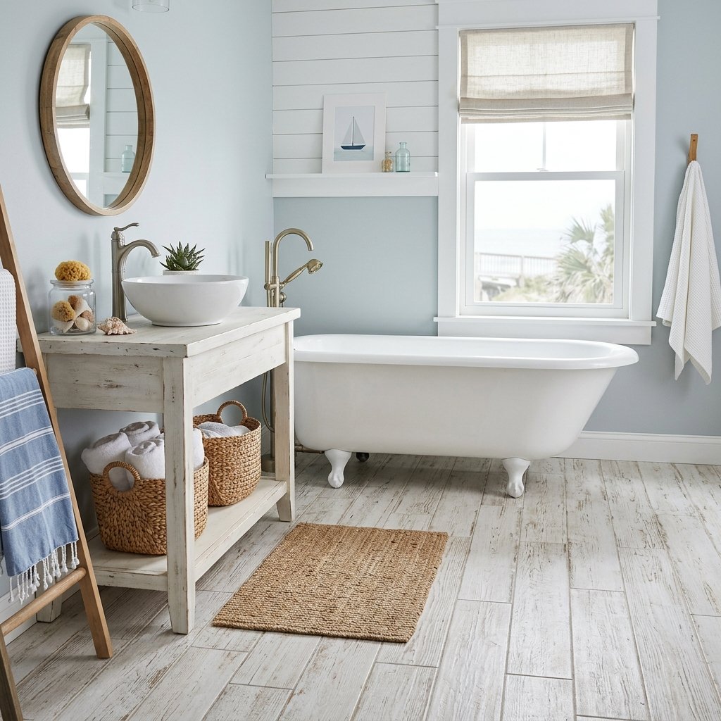 30 Bathroom Flooring Ideas That Bring Fresh Life to Any Space 22 Coastal Inspired Flooring Ideas